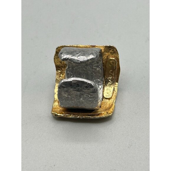 Vintage 80s Signed J. Jensen Handcrafted Ring Gold & Silver Tone Adjustable Size - Picture 7 of 11